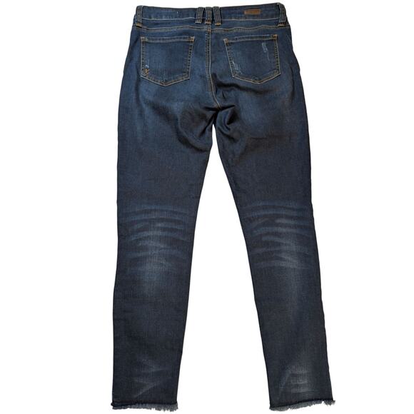 KUT From The Kloth Connie Ankle Skinny Jeans Dark Wash Distressed Raw Hem Size 6 - Picture 5 of 8